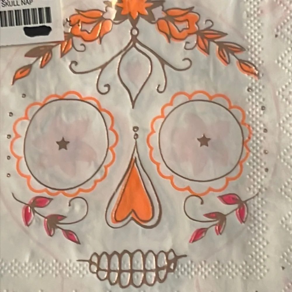 Meri Meri candy skull party bundle: plates w/matching napkin & swirl cups-NWT
